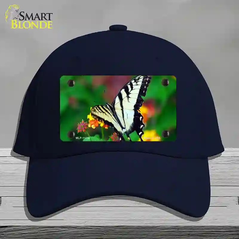 HAT20-MLP-11236 Butterfly Black & White Novelty License Plate Hat, Cotton - Navy