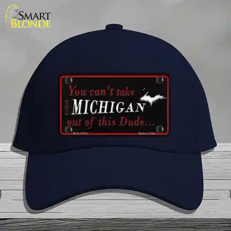 HAT20-MLP-11276 Michigan Dude Novelty License Plate Hat, Cotton - Navy