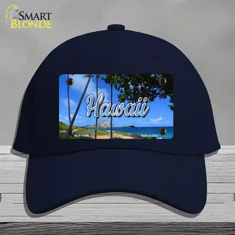 HAT20-MLP-11595 Hawaii Palm Trees State Novelty License Plate Hat, Cotton - Navy