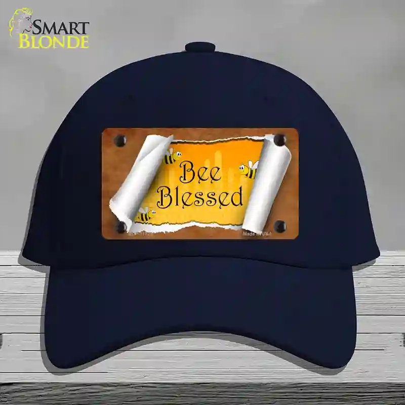 HAT20-MLP-11724 Bee Blessed Scroll Novelty License Plate Hat, Cotton - Navy