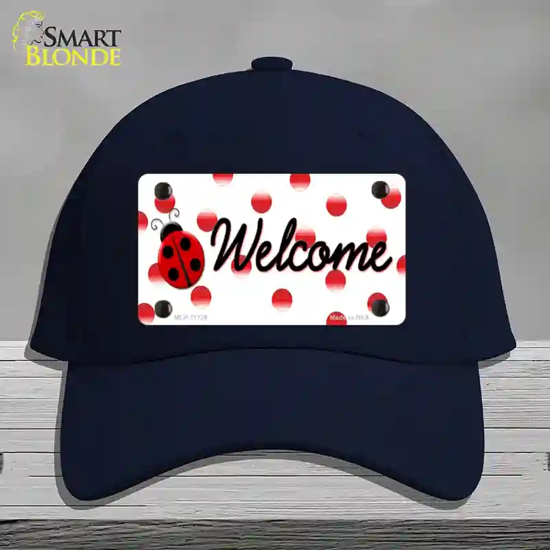 HAT20-MLP-11726 Welcome Ladybug Novelty License Plate Hat, Cotton - Navy