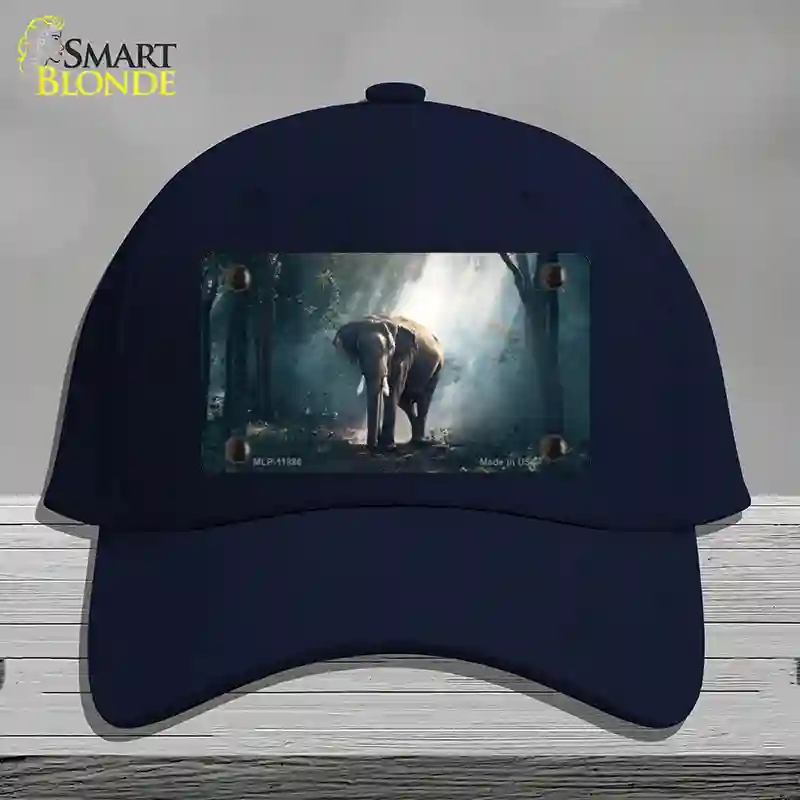 HAT20-MLP-11896 Elephant in the Woods Novelty License Plate Hat, Cotton - Navy