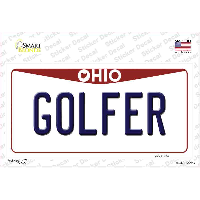 LP-10094s-M Golfer Ohio Novelty Sticker Decal, Medium