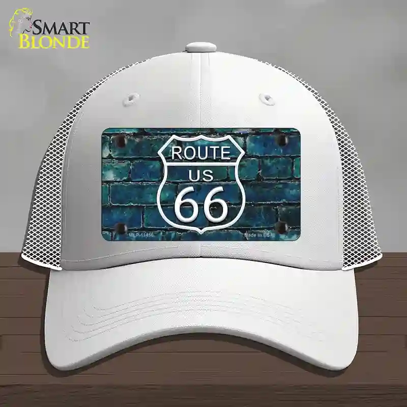 HAT19-MLP-11456 Route 66 Blue Brick Wall Novelty License Plate Hat, Mesh - White