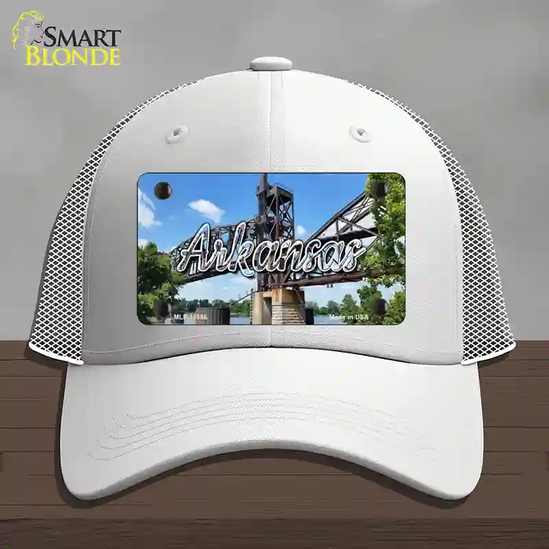 HAT19-MLP-11586 Arkansas Rusty Bridge State Novelty License Plate Hat, Mesh - White