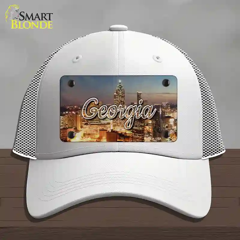 HAT19-MLP-11593 Georgia City Lights State Novelty License Plate Hat, Mesh - White
