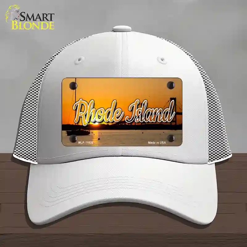 HAT19-MLP-11628 Rhode Island River Sunset State Novelty License Plate Hat, Mesh - White