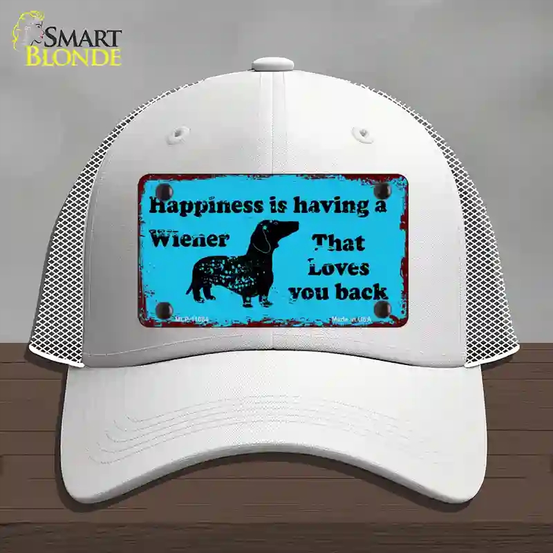 HAT19-MLP-11684 Happiness is Having a Wiener Novelty License Plate Hat, Mesh - White