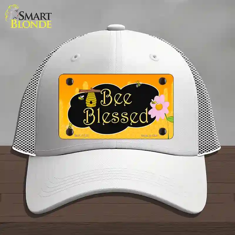 HAT19-MLP-11722 Bee Blessed Honey Hive Novelty License Plate Hat, Mesh - White