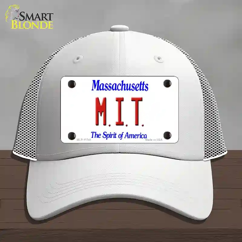 HAT19-MLP-11741 MIT Massachusetts State Novelty License Plate Hat, Mesh - White