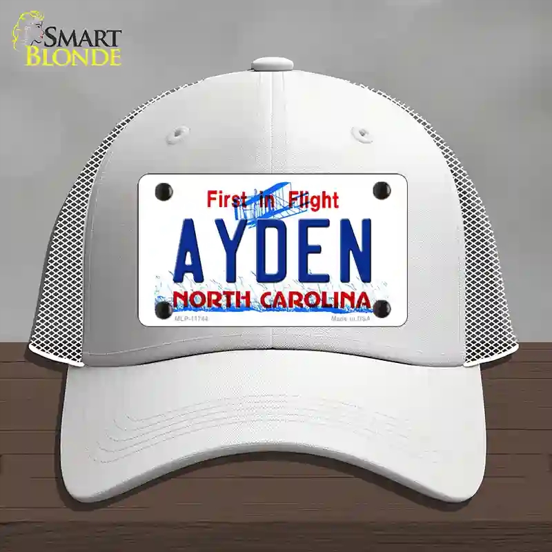 HAT19-MLP-11744 Ayden North Carolina State Novelty License Plate Hat, Mesh - White