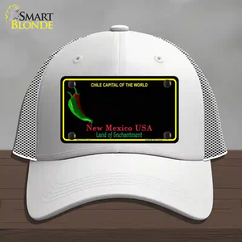 HAT19-MLP-11751   Mexico Blank Black State Novelty License Plate Hat, Mesh - White