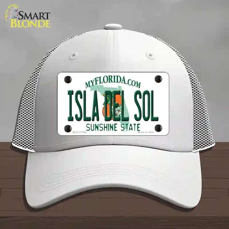 HAT19-MLP-11769 Isla Del Sol Florida Novelty License Plate Hat, Mesh - White