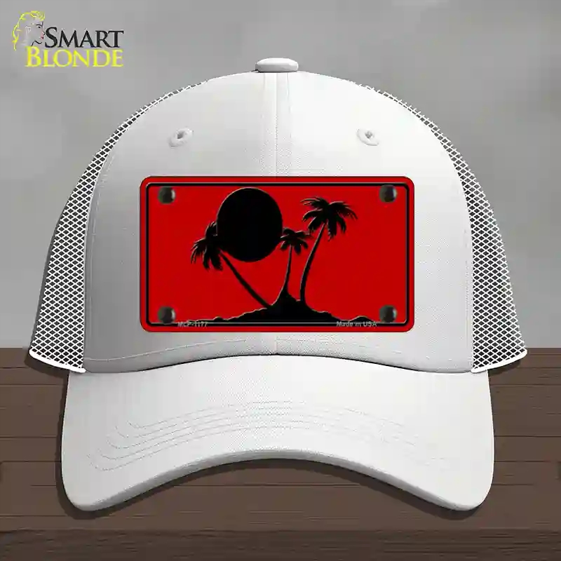 HAT19-MLP-1177 Island Palms Novelty License Plate Hat, Mesh - White