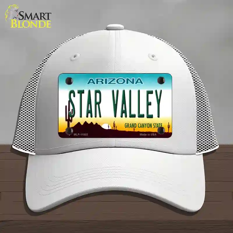 HAT19-MLP-11802 Star Valley Arizona Novelty License Plate Hat, Mesh - White
