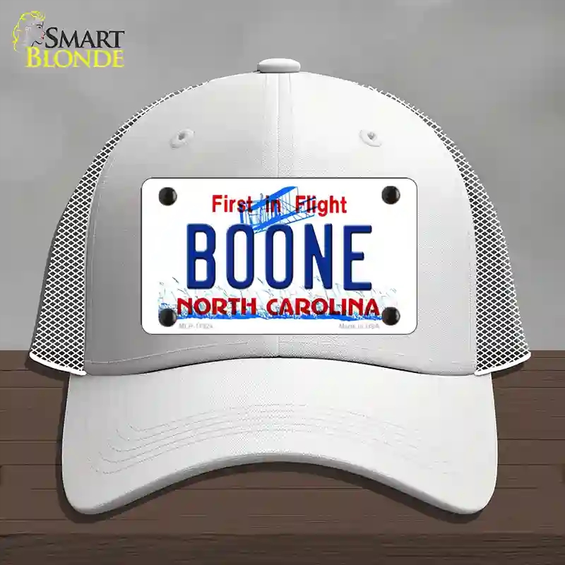 HAT19-MLP-11824 Boone North Carolina Novelty License Plate Hat, Mesh - White