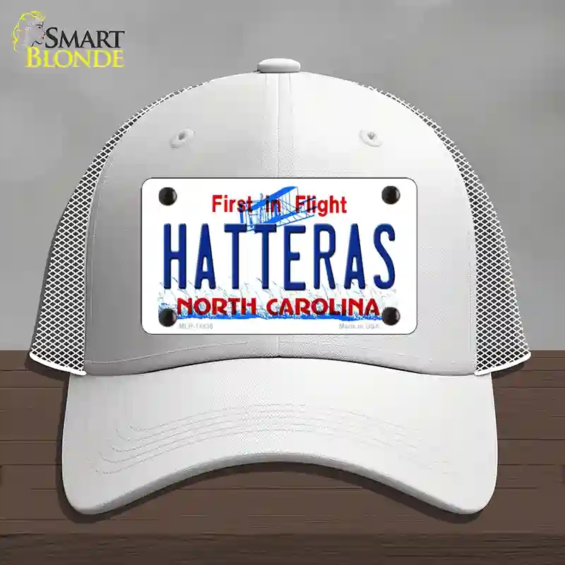 HAT19-MLP-11830 Hatteras North Carolina Novelty License Plate Hat, Mesh - White