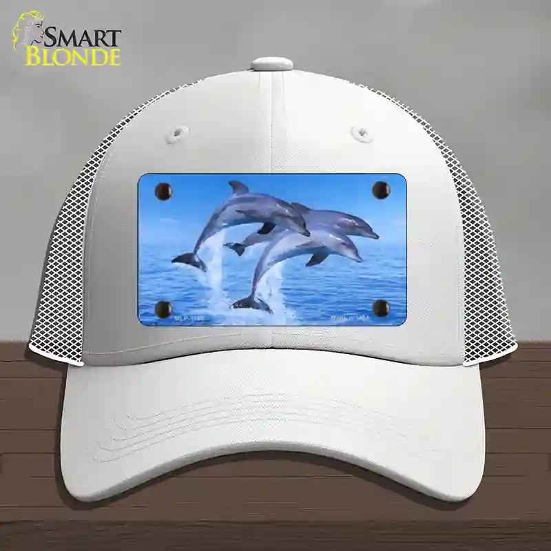 HAT19-MLP-1186 Dolphins Novelty License Plate Hat, Mesh - White