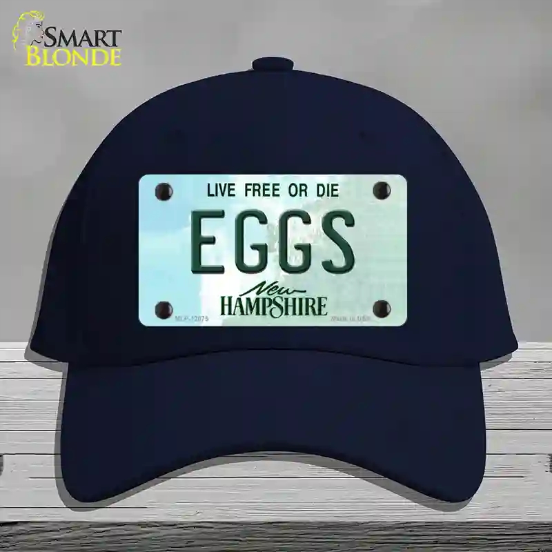 HAT20-MLP-12075 Eggs   Hampshire State Novelty License Plate Hat, Cotton - Navy
