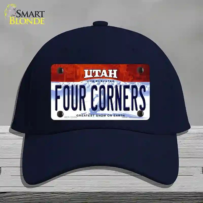 HAT20-MLP-12159 Utah Four Corners Novelty License Plate Hat, Cotton - Navy