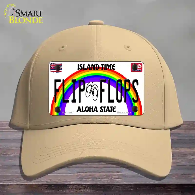 HAT22-MLP-12557 Flip Flops Hawaii Novelty License Plate Hat, Cotton - Khaki