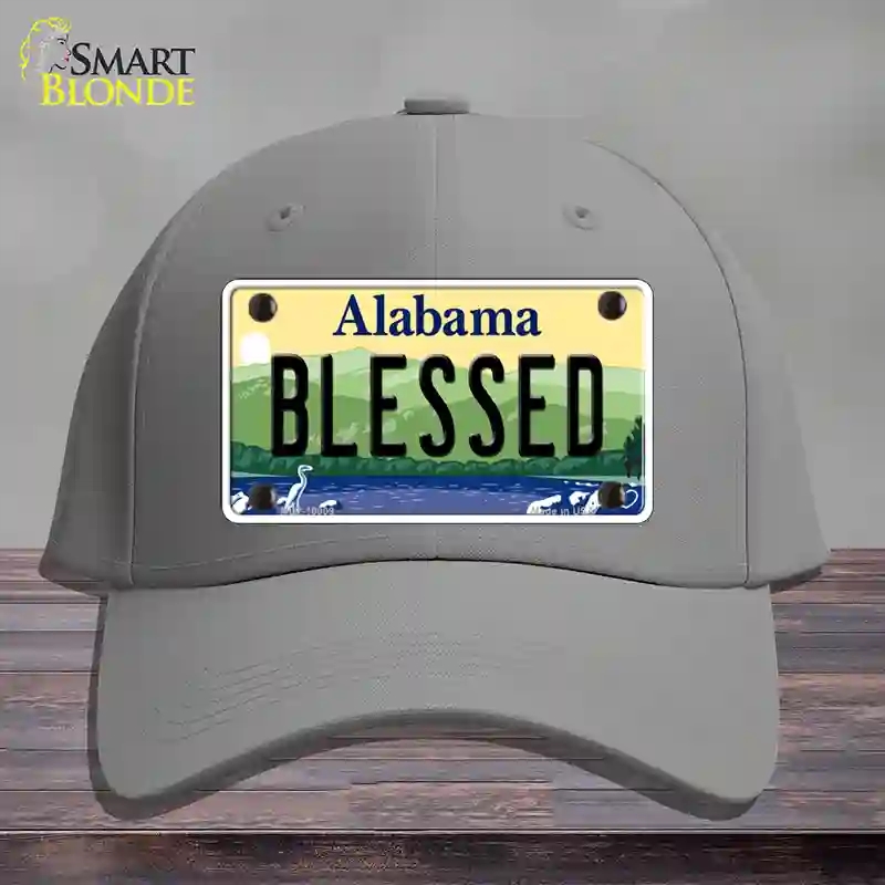 HAT23-MLP-10009 Blessed Alabama Novelty License Plate Hat, Cotton - Gray
