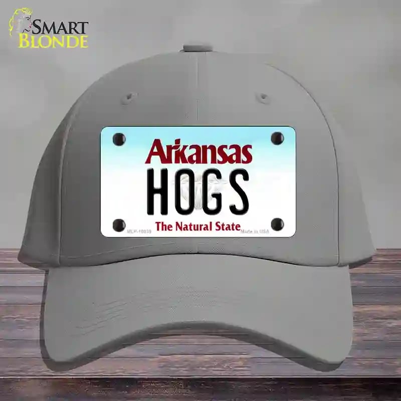 HAT23-MLP-10039 Hogs Arkansas Novelty License Plate Hat, Cotton - Gray