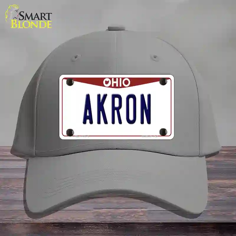 HAT23-MLP-10070 Akron Ohio Novelty License Plate Hat, Cotton - Gray