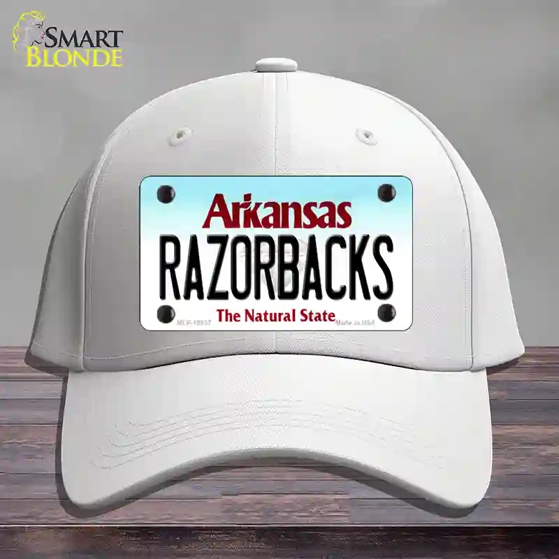 HAT21-MLP-10037 Razorbacks Arkansas Novelty License Plate Hat, Cotton - White
