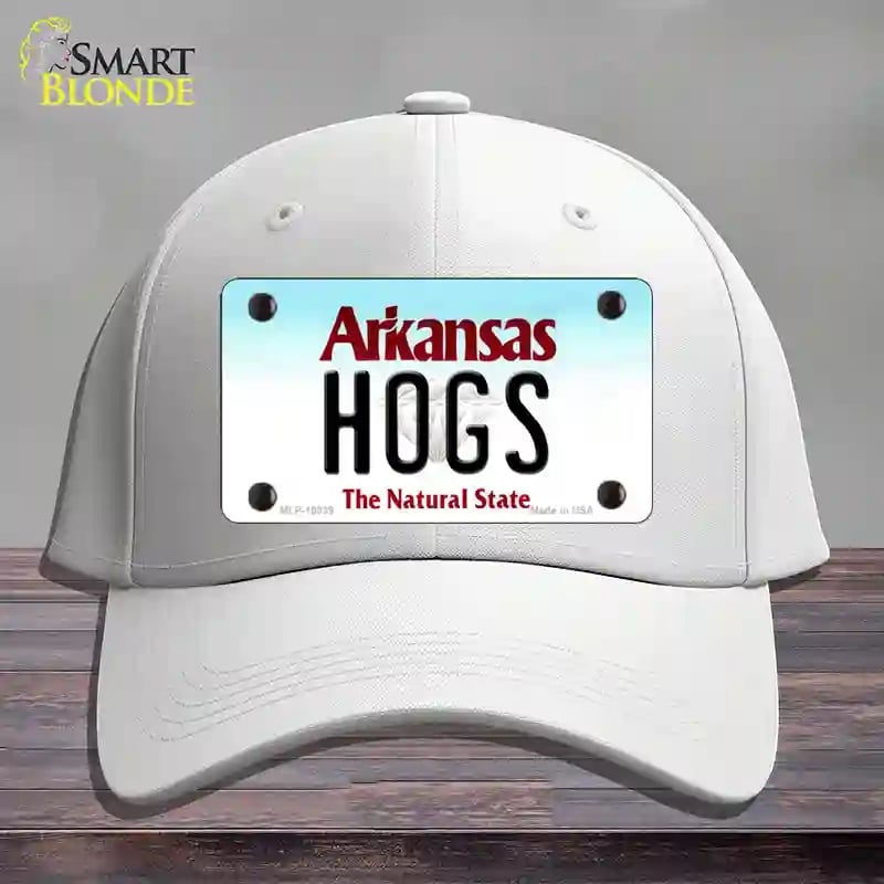 HAT21-MLP-10039 Hogs Arkansas Novelty License Plate Hat, Cotton - White