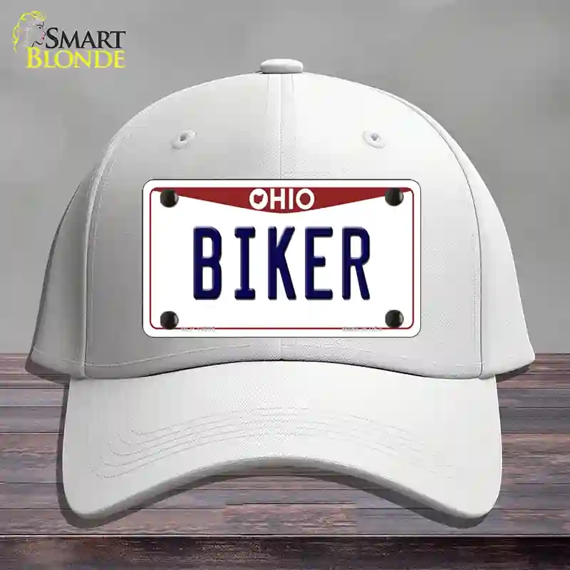 HAT21-MLP-10096 Biker Ohio Novelty License Plate Hat, Cotton - White