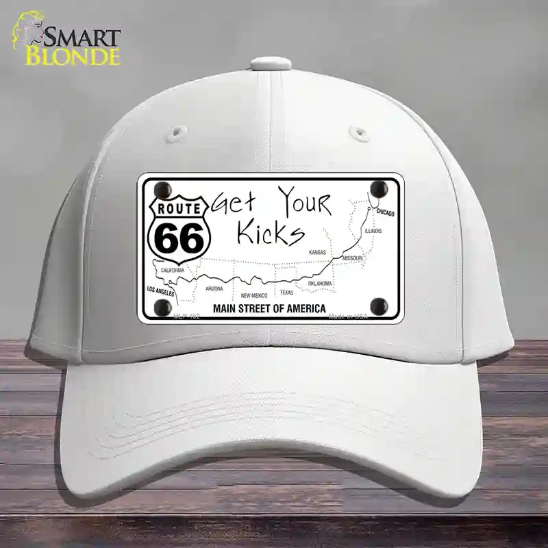 HAT21-MLP-102 US Route 66 Map Novelty License Plate Hat, Cotton - White