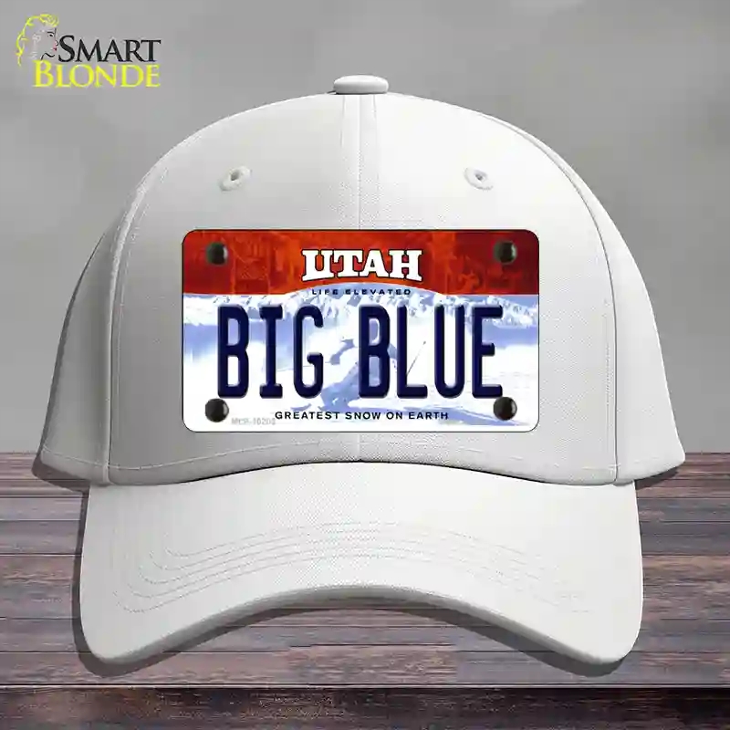 HAT21-MLP-10202 Big Blue Utah Novelty License Plate Hat, Cotton - White