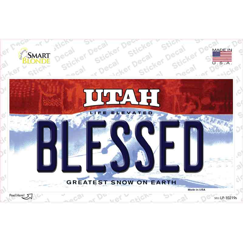 LP-10219s-M Blessed Utah Novelty Sticker Decal, Medium