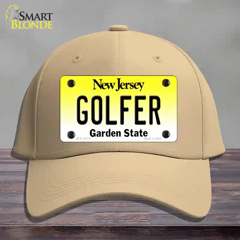 HAT22-MLP-10175 Golfer   Jersey Novelty License Plate Hat, Cotton - Khaki