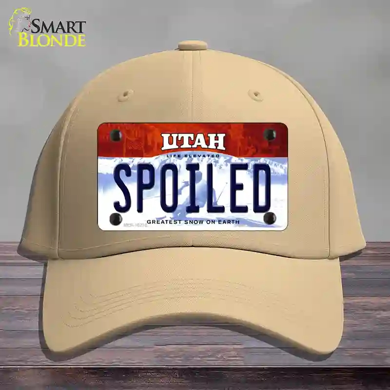 HAT22-MLP-10210 Spoiled Utah Novelty License Plate Hat, Cotton - Khaki