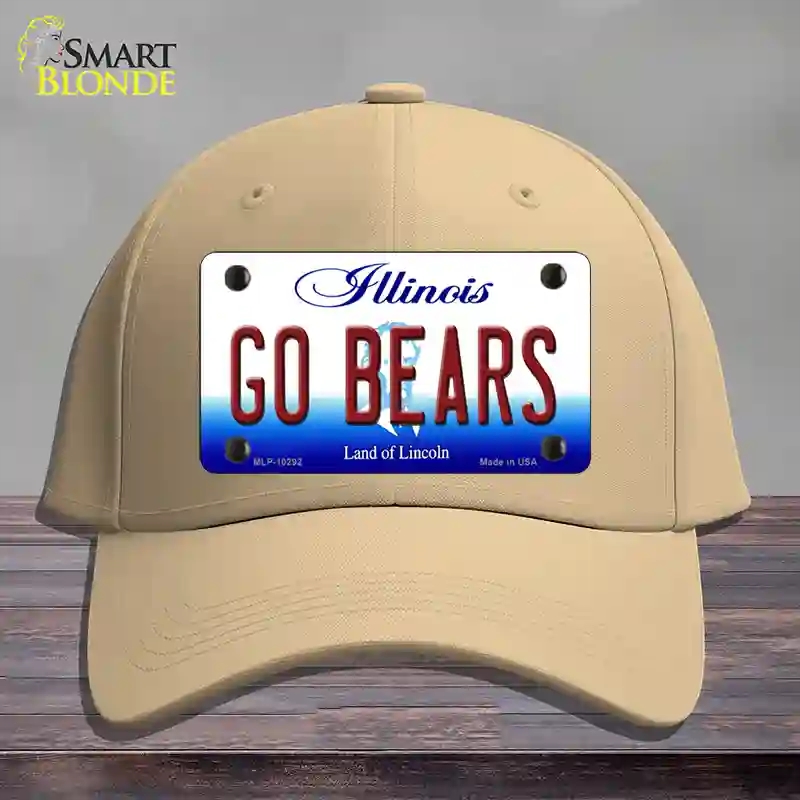 HAT22-MLP-10292 Go Bears Illinois Novelty License Plate Hat, Cotton - Khaki