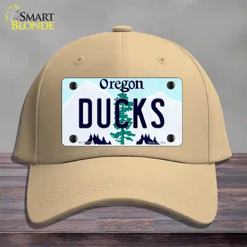 HAT22-MLP-10354 Ducks Oregon Novelty License Plate Hat, Cotton - Khaki