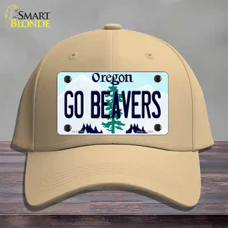 HAT22-MLP-10357 Go Beavers Oregon Novelty License Plate Hat, Cotton - Khaki