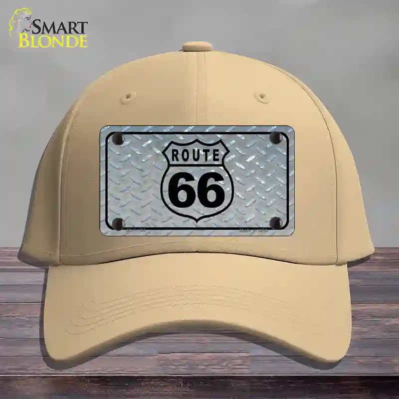 HAT22-MLP-104 Route 66 Shield Diamond Novelty License Plate Hat, Cotton - Khaki
