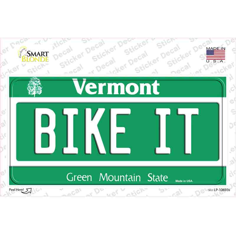 LP-10693s-M Bike It Vermont Novelty Sticker Decal, Medium