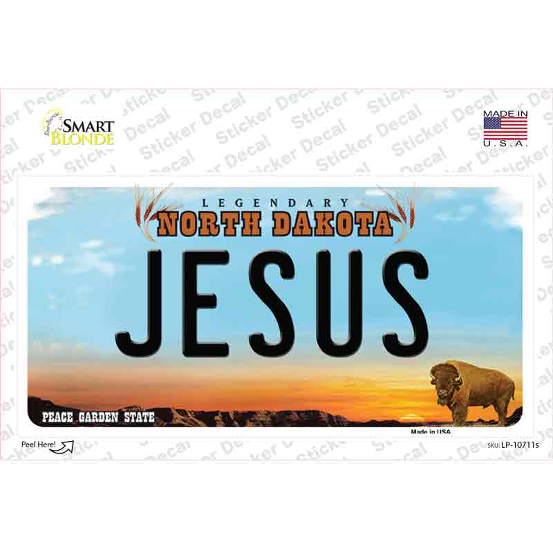 LP-10711s-M Jesus North Dakota Novelty Sticker Decal, Medium