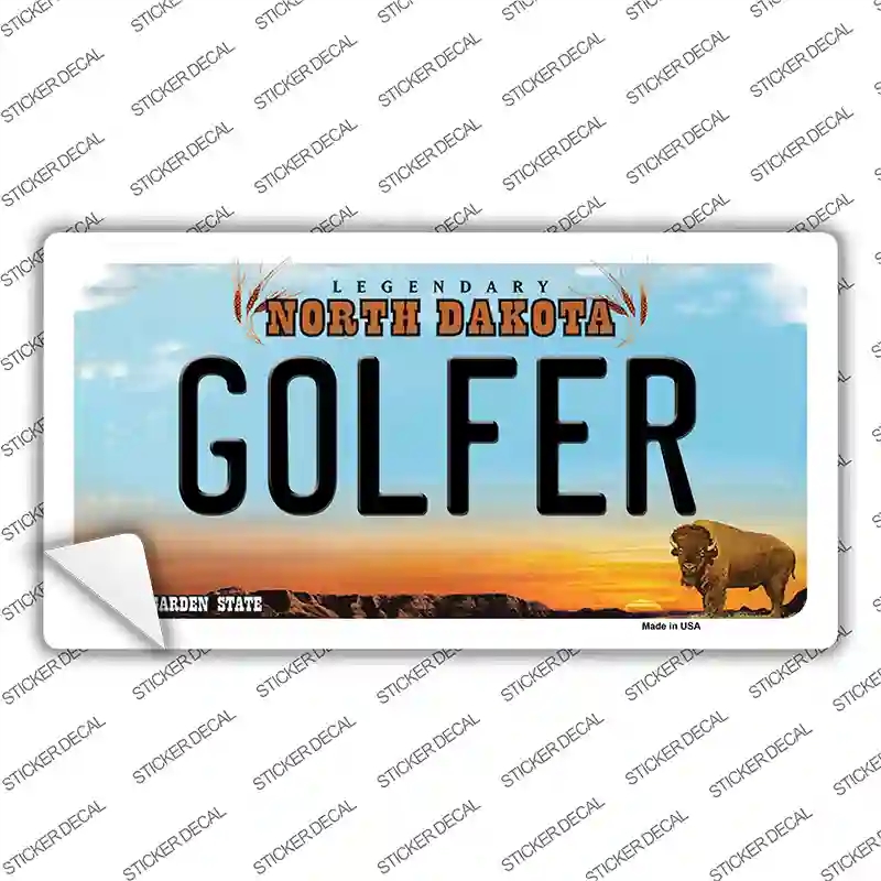 LP-10727s-L Golfer North Dakota Novelty Sticker Decal, Large