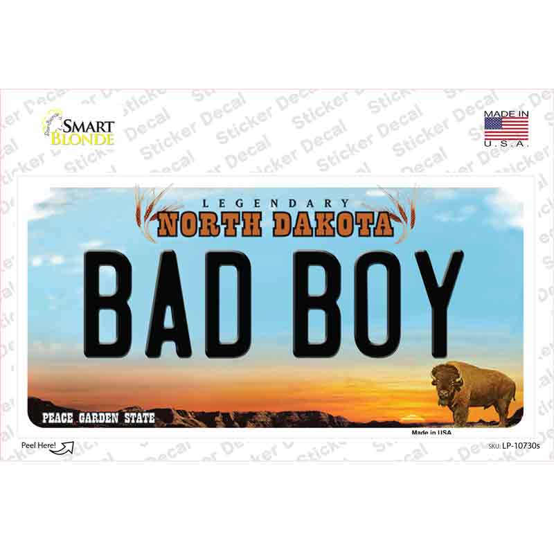 LP-10730s-M Bad Boy North Dakota Novelty Sticker Decal, Medium