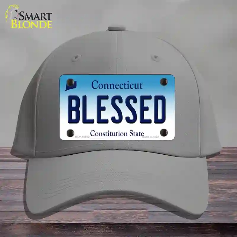 HAT23-MLP-10922 Blessed Connecticut Novelty License Plate Hat, Cotton - Gray