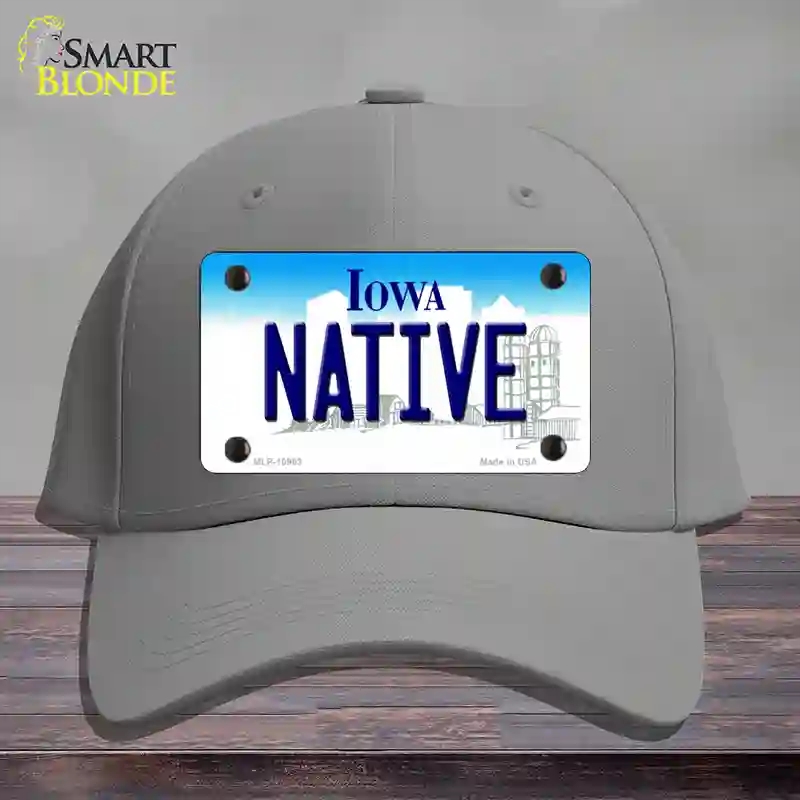 HAT23-MLP-10963 Native Iowa Novelty License Plate Hat, Cotton - Gray