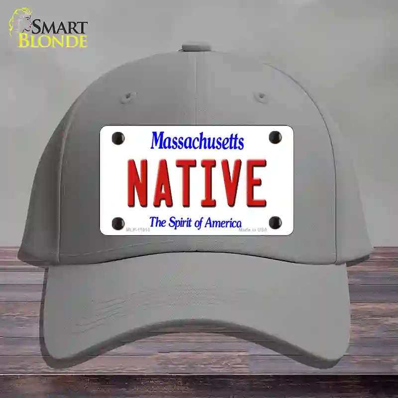 HAT23-MLP-11010 Native Massachusetts Novelty License Plate Hat, Cotton - Gray