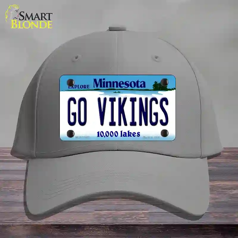 HAT23-MLP-11052 Go Vikings Minnesota Novelty License Plate Hat, Cotton - Gray