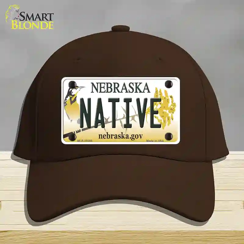 HAT24-MLP-10599 Native Nebraska Novelty License Plate Hat, Cotton - Dark Brown