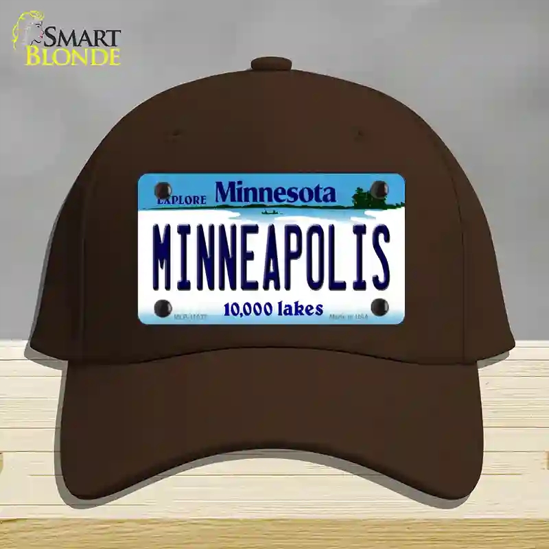 HAT24-MLP-11037 Minneapolis Minnesota State Novelty License Plate Hat, Cotton - Dark Brown